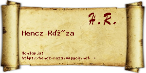 Hencz Róza névjegykártya